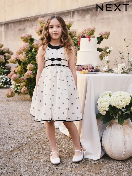 Black/Cream Spot Sleeveless Occasion Dress (3-16yrs) (W64278) | £32 - £40