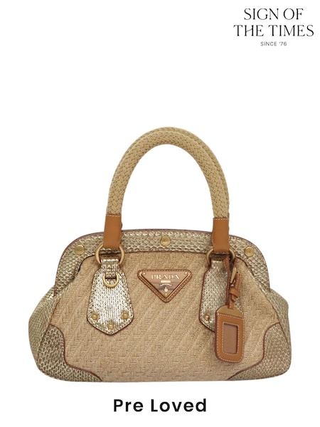 Prada Nude Raffia Top Handle Bag (W64329) | £2,100
