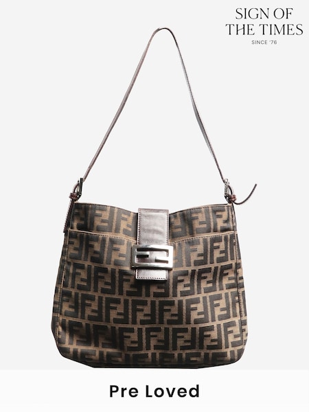 Fendi Brown Zucca Canvas Mamma Baguette Shoulder Bag (W64330) | £2,100