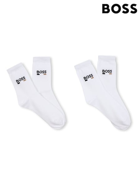 BOSS White Set of 2 Logo Socks (W64437) | £29