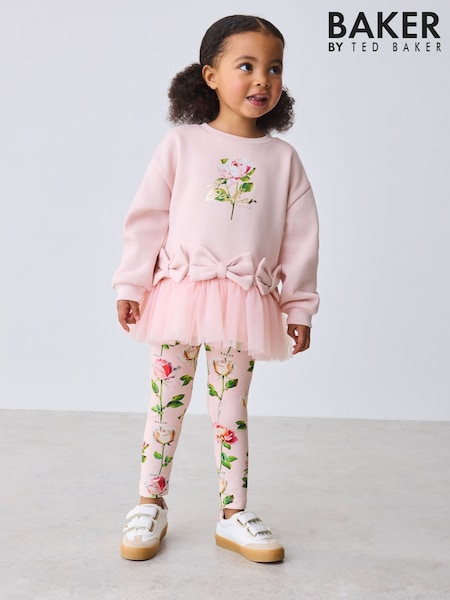 Baker by Ted Baker 2 Piece Bow Mesh Hem Sweat Top & Leggings Set (W64560) | £35 - £37