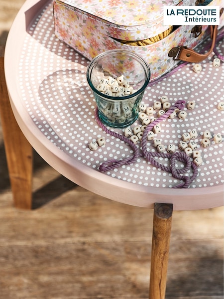 La Redoute Intérieurs Pink Medan Cement Fibre and Acacia Outdoor Side Table (W64784) | £110