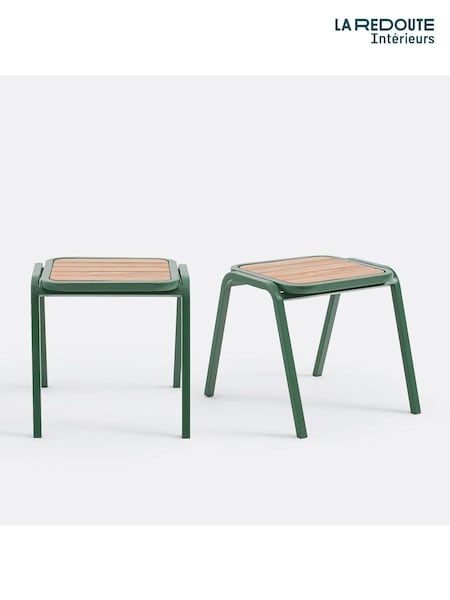 La Redoute Intérieurs Set of 2 Natural Green Jaja Steel and Acia Garden Stools (W64788) | £170