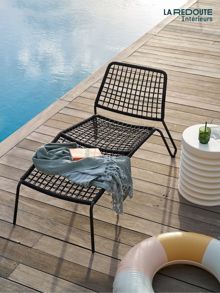 La Redoute Intérieurs Black Masix Metal and Steel Garden Chair Longue with Br Rope (W64801) | £280
