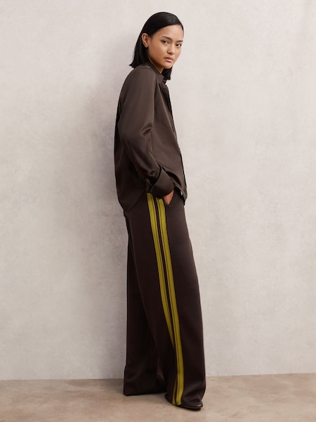 Reiss Berry Samson Knitted Side-Stripe Wide-Leg Trousers (W64840) | £150