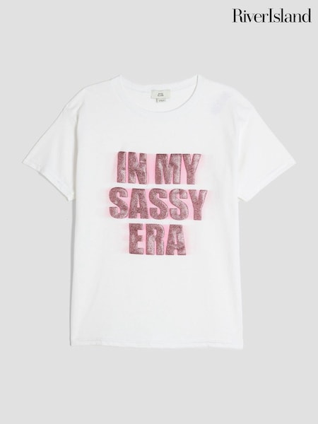 River Island White Girls In My Sassy Era T-Shirt (W64917) | £14