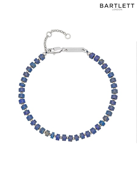 Bartlett Mens Silver Tone Lapis Lazuli Rondelle Bracelet (W65046) | £28