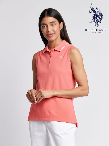 U.S. Polo Assn. Pink Womens Sleeveless Polo Shirt (W65063) | £40
