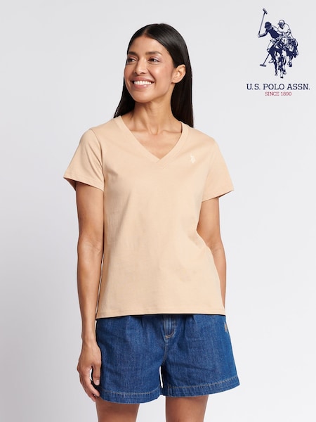 U.S. Polo Assn. Natural Womens Regular Fit V-Neck T-Shirt (W65069) | £25