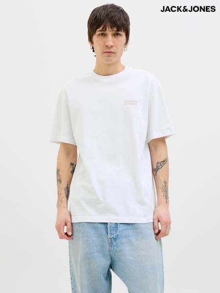 JACK & JONES Brown Short Sleeve Summer Back Print T-Shirt (W65070) | £15