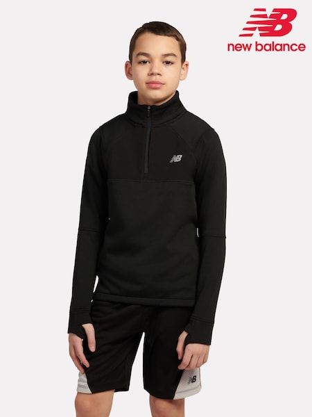 New Balance Black Kids Athletics Quarter Zip Sweat top (W65078) | £30 - £36