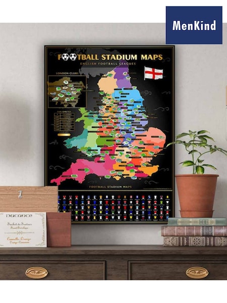 MenKind Black UK Football Stadium Scratch Map (W65083) | £25