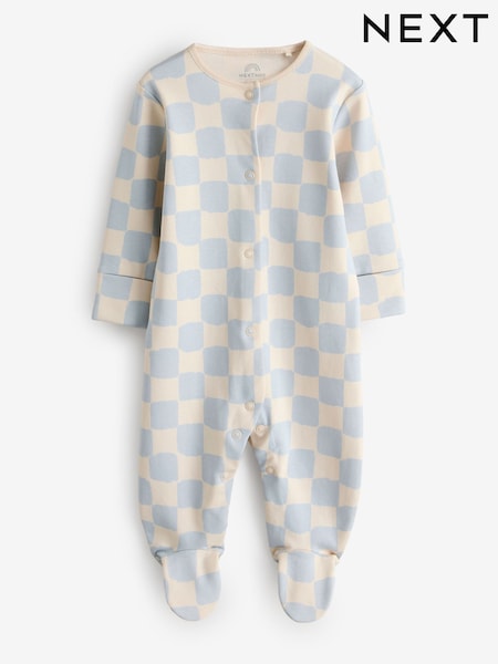 Blue/Ecru Slsp Checkerboard Rompersuit (W65100) | £4