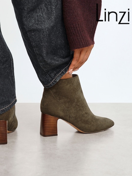 Linzi Green Cove Square Toe Block Heel Ankle Boots (W65109) | £45