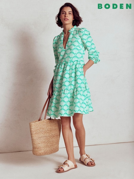 Boden Blue Esme Linen Short Dress (W65122) | £126