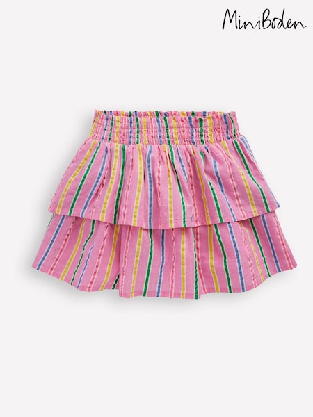 Boden Pink Stripe Tiered Woven Skirt (W65130) | £27 - £32