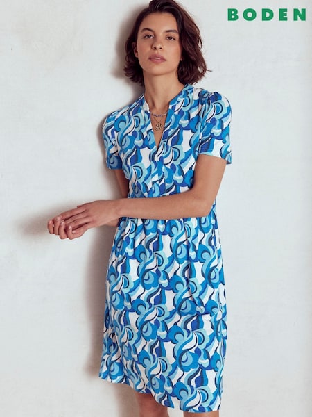 Boden Blue Naomi Short Sleeve Dress (W65135) | £66