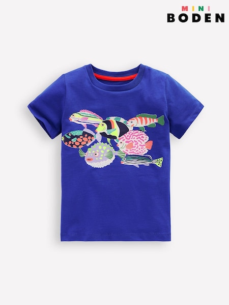 Boden Blue Fish Riso Graphic Print T-Shirt (W65137) | £17 - £19