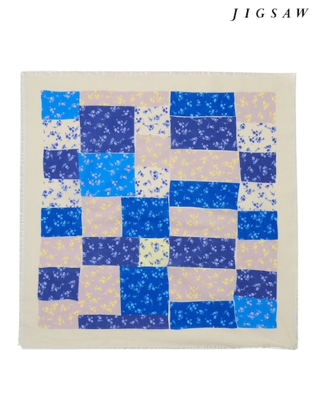 Jigsaw Blue Patchwork Bandana Scarf (W65172) | £40