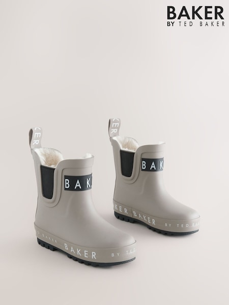 Baker by Ted Baker Stone Faux Fur Lined Welly Boots (W65177) | £22