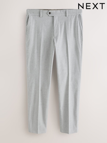 Light Grey Regular Fit Smart Brushed Cotton Trousers (W65214) | £39