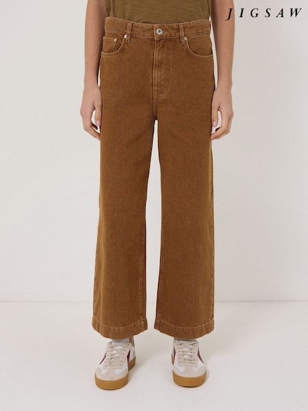 Jigsaw Brown Tyne Wide Leg Cropped Jeans (W65227) | £95