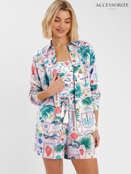 Accessorize Natural Postcard Print Shirt (W65241) | £40