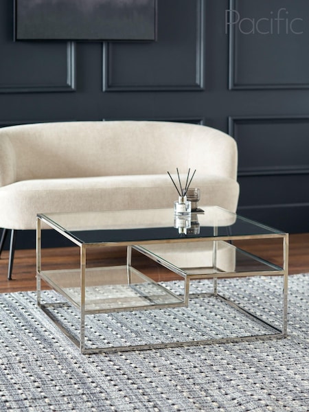 Pacific Silver Aleandra Glass and Metal Coffee Table (W65244) | £478