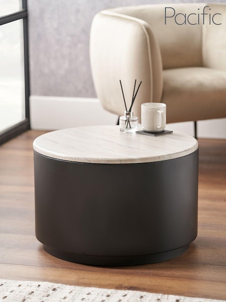 Pacific Black Remy Marble Effect and Metal Storage Coffee Table (W65248) | £221