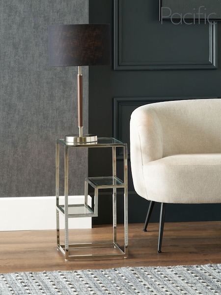 Pacific Silver Aleandra Glass and Metal Side Table (W65253) | £177