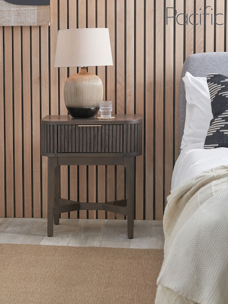 Pacific Brown Raie Ribbed Wood Veneer 1 Drawer Unit (W65255) | £319