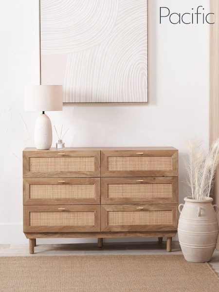 Pacific Natural Henrik Rattan 6 Drawer Unit (W65265) | £398