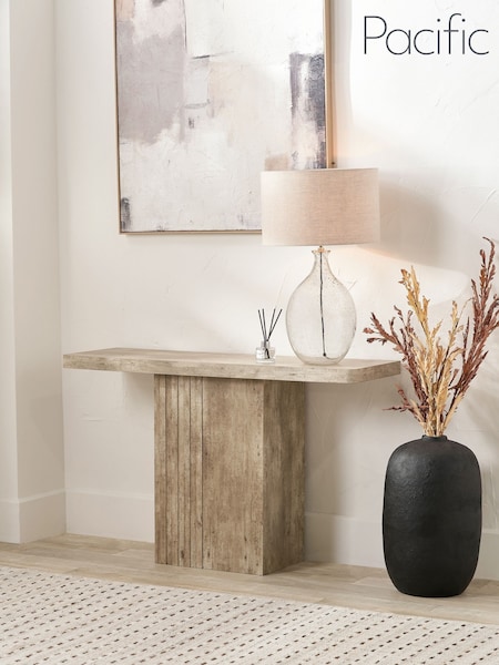 Pacific Grey Elkton Concrete Effect Wood Veneer Console Table (W65267) | £354