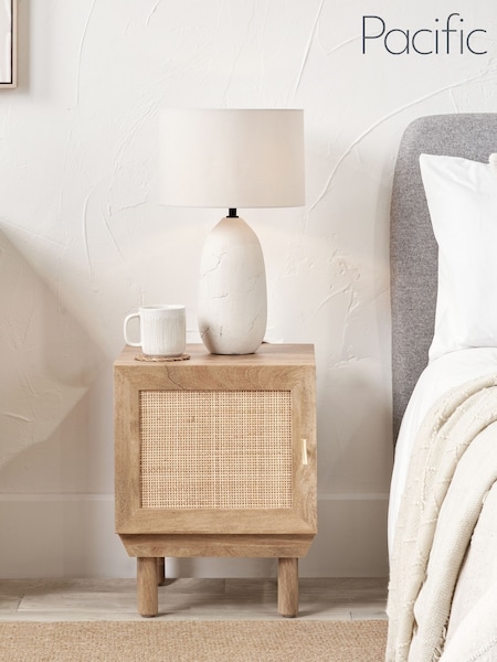Pacific Natural Henrik Rattan 1 Door Bedside Unit (W65270) | £89