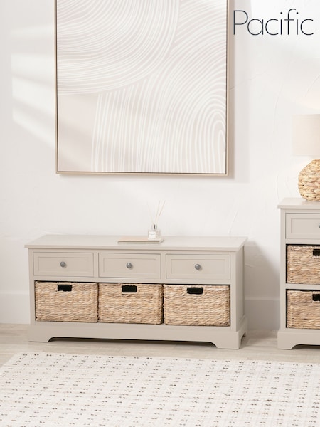 Pacific Cream Devonshire Pine Wood 3 Drawer 3 Basket Unit (W65273) | £266