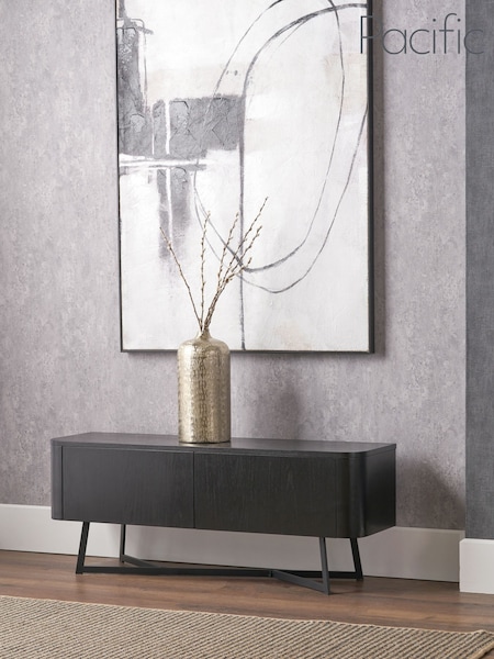 Pacific Black Ukiah Ash Veneer and Metal 2 Door Low Unit (W65277) | £319