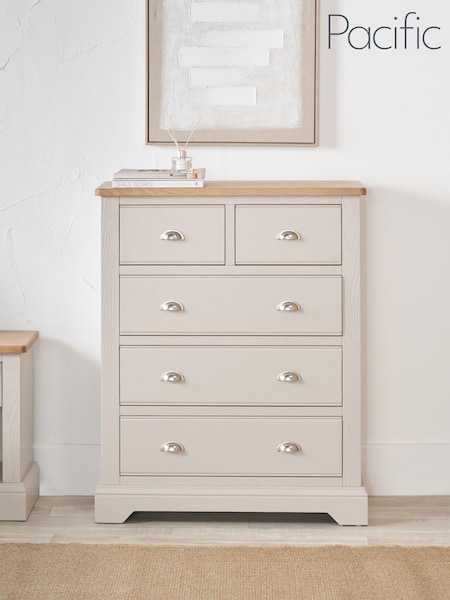 Pacific Natural Fairford Oak and Parchment 5 Drawer Unit (W65280) | £797