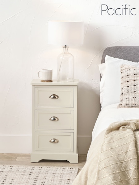 Pacific Grey Croft Linen Pine 3 Drawer Tall Unit (W65282) | £159