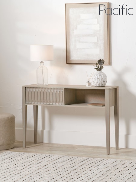 Pacific Grey Khao Mango Wood 1 Drawer Console Table (W65284) | £531