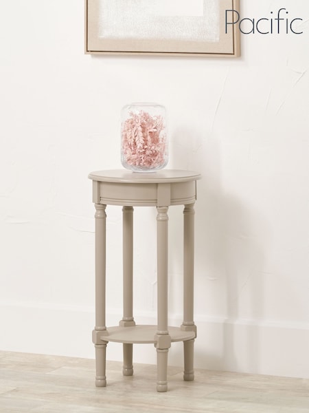 Pacific Grey Heritage Pine Wood Round Accent Table (W65288) | £89