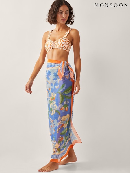 Monsoon Blue Helena Floral Print Sarong Cover-Up (W65322) | £29