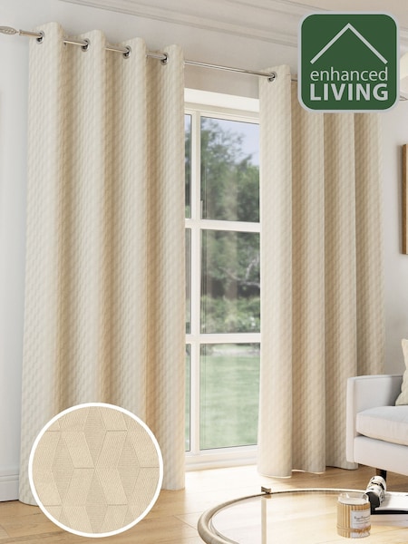 Enhanced Living Cream Tokyo Thermal Room Darkening Eyelet Curtains (W65428) | £25 - £75