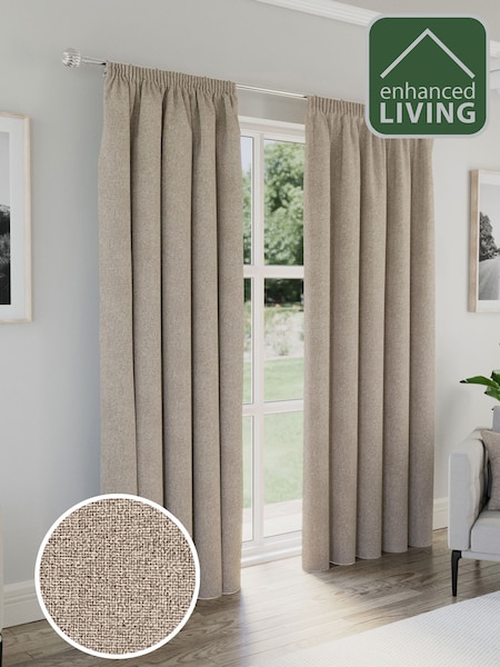 Enhanced Living Natural Dallas Blackout Thermal Pair of Tape Top Curtains (W65433) | £35 - £115