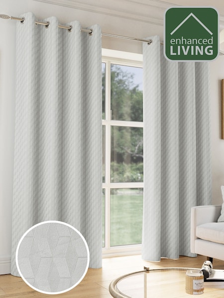 Enhanced Living Grey Tokyo Thermal Room Darkening Eyelet Curtains (W65439) | £25 - £75