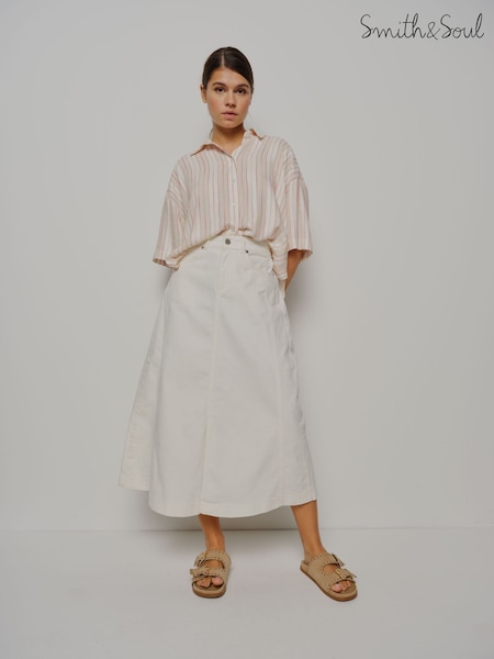 Smith & Soul White Denim Midi Skirt (W65454) | £95