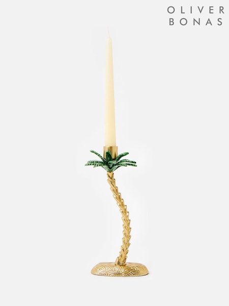 Oliver Bonas Gold Palm Tree Metal Candlestick Holder (W65555) | £30