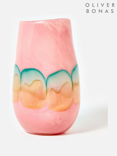 Oliver Bonas Pink Naya Tall Glass Vase (W65557) | £35