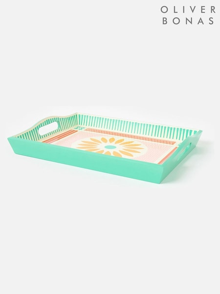 Oliver Bonas Pink Wooden Hand Painted Flower Tray (W65560) | £35
