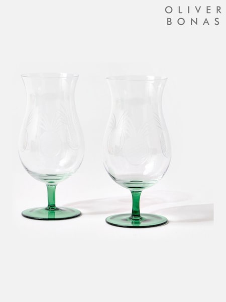 Oliver Bonas Set of 2 Green Pineapple Cocktail Glasses (W65563) | £20