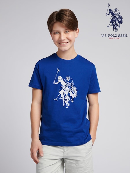 U.S. Polo Assn Sodalite Blue Boys Double Horsemen Graphic Print 100% Cotton T-Shirt (W65575) | £20 - £24